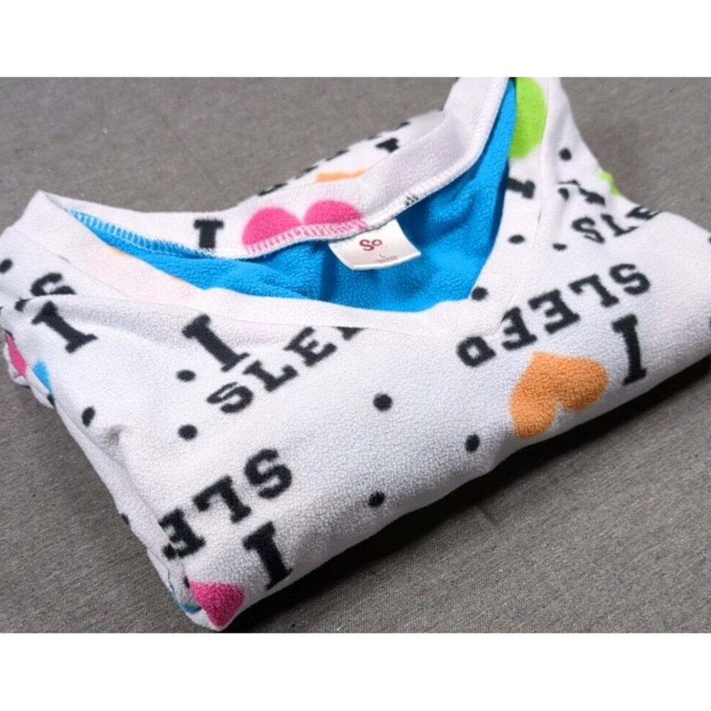 Fleece Pajama Top "I Heart Sleep"‎ Soft Snuggle Cuddle Womens Size L Multicolor